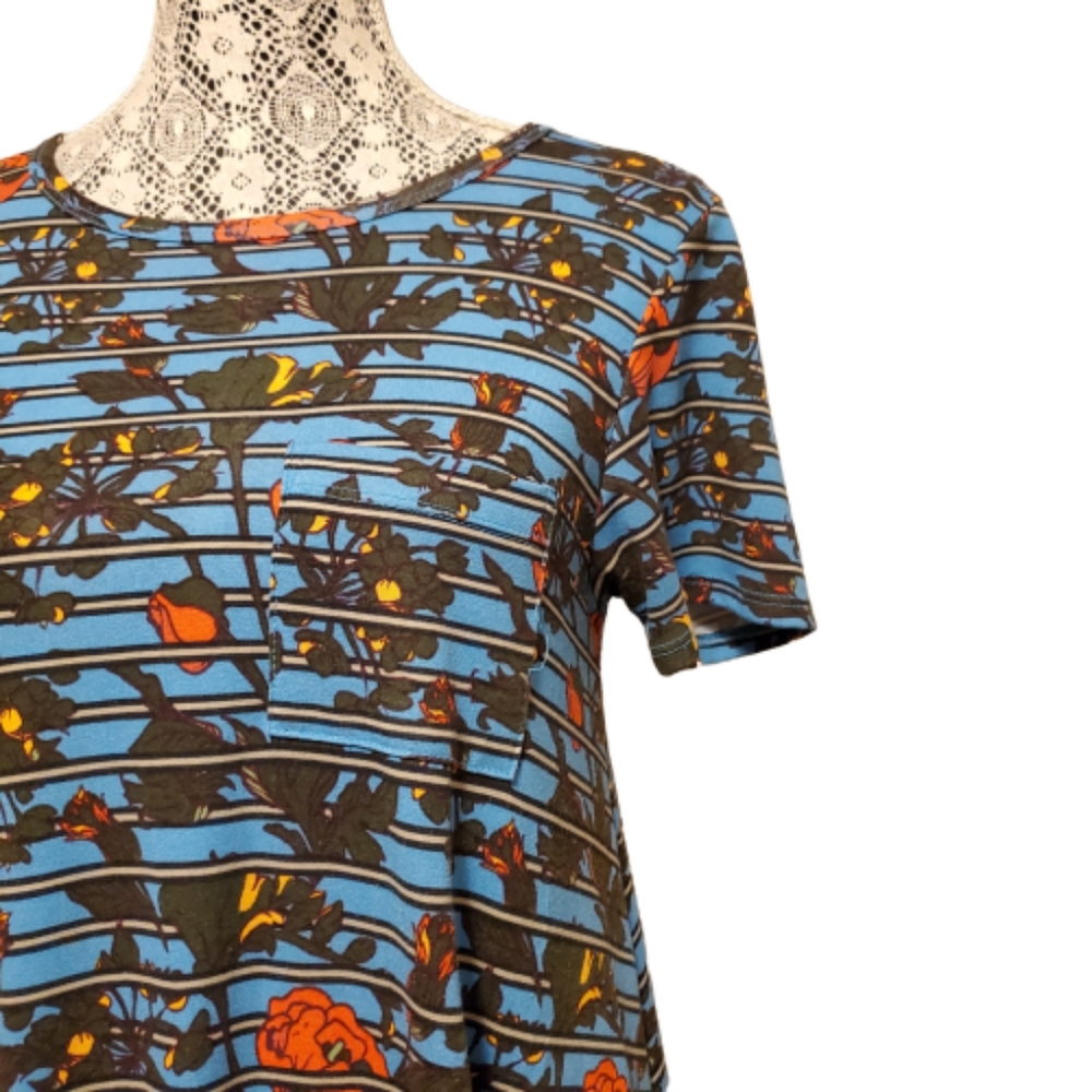 Lularoe Blue Flowered 'Carly' Swing Dress - Picture 4 of 6